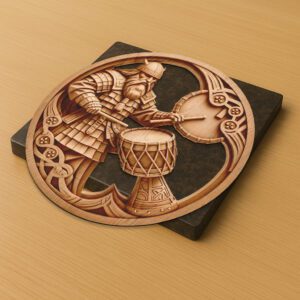 3D Illusion Laser Engraving File, Viking Soldier Drum