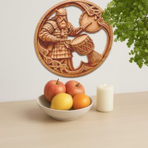 3D Illusion Laser Engraving File, Viking Soldier Drum