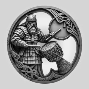 3D Illusion Laser Engraving File, Viking Soldier Drum