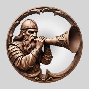 3D Illusion Laser Engraving File Viking Soldier Horn