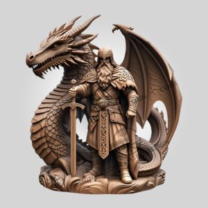 3D Illusion Laser Engraving File, Viking Warrior Dragon