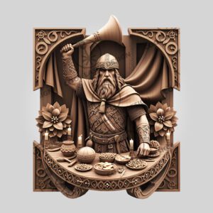 3D Illusion Laser Engraving File, Viking Warrior Feast
