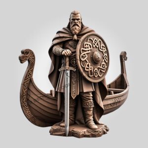 3D Illusion Laser Engraving File, Viking Warrior Longship