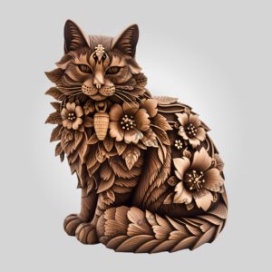 3D Illusion Laser Engraving Ragamuffin Cat Art, Light