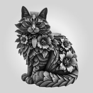 3D Illusion Laser Engraving Ragamuffin Cat Art, Light