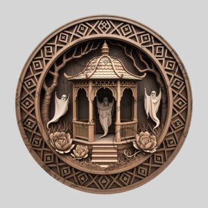 3D Illusion Laser File, Halloween Engraving, Haunted Gazebo