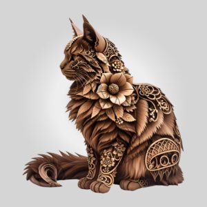 3D Illusion Norwegian Forest Cat Laser Engraving File,