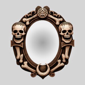 3D Illusion Skull Mirror Frame, Halloween Laser Engraving