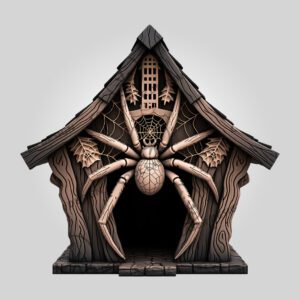 3D Illusion Spiderweb Roof Engraving Design, Halloween Laser