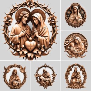 3D Laser Engraving Files Religious Bundle, Jesus Mary