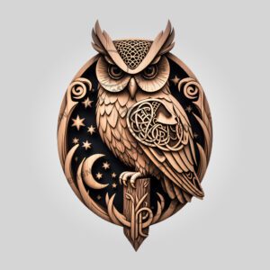 3D Owl Laser Engraving File, Halloween Moonlit Design,