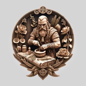 3D Viking Soldier Herbalist Laser Engraving File, Norse