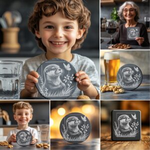 Baby Animal Coaster Engraving PNG Bundle, Cute Designs