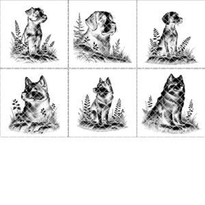 Dog Design Bundle, Slate Coaster Engraving Art, PNG