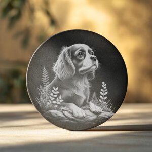 Dog in Grass Slate Coaster Engraving File, Rustic