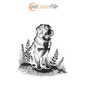 Dog on Rock Slate Coaster Engraving Design, Laser
