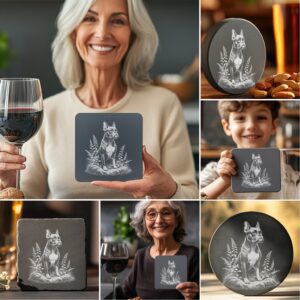 Dog on Rock Slate Coaster Laser Engraving Designs,