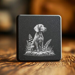 Dog on Rocks Slate Coaster Engraving File, Rustic
