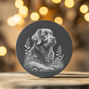 Dog Portrait Slate Coaster PNG, Laser Engraving File,