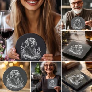 Dog Slate Coaster Engraving Designs, Rock Art PNG