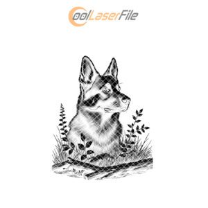 Dog with Forest Undergrowth PNG, Slate Coaster Engraving