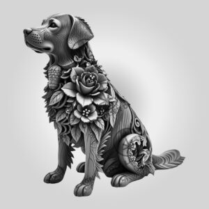 Golden Retriever 3D Illusion Laser Engraving File, Floral