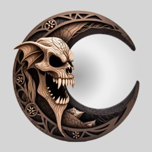 Halloween 3D Crescent Moon Emblem, Wicked Laser Engraving