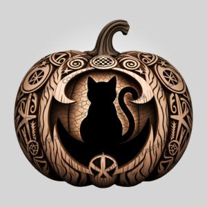 Halloween 3D Illusion Laser Engraving File, Pumpkin, Black