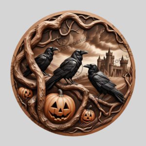Halloween 3D Illusion Laser Engraving File, Spooky Crows