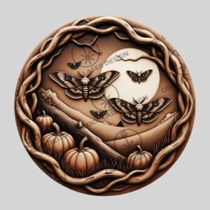 Halloween 3D Illusion Laser File, Moth Engraving Art,