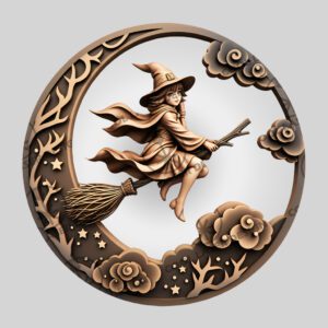 Halloween 3D Illusion Laser File, Witch and Moon