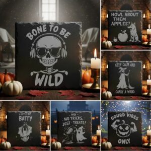 Halloween Coaster Bundle, 9 Funny Spooky Engraving Designs