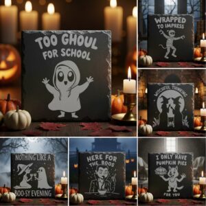 Halloween Coaster Engraving Bundle, Funny Spooky Slate Designs,