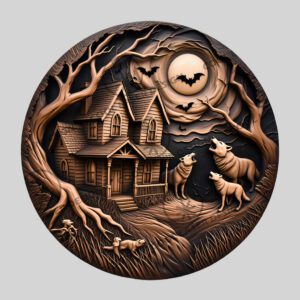 Halloween Haunted House 3D Illusion Laser Engraving File,