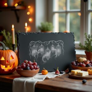 Halloween Haunted Lantern Row Laser Engraving for Slate