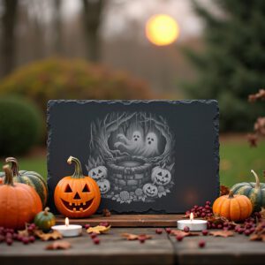 Halloween Haunted Well Slate Board, Laser Engraving File
