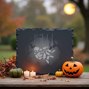 Halloween Laser Engraved Slate Cheese Board, Gothic Marionette