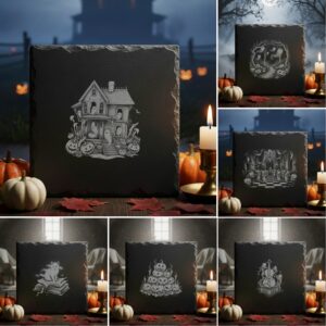 Halloween Laser Engraving Bundle, 6 Spooky PNG Designs