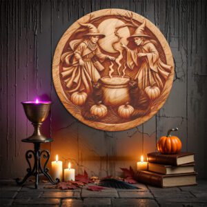 Halloween Laser Engraving File, 3D Witch Design, Moonlit