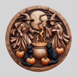 Halloween Laser Engraving File, 3D Witch Design, Moonlit