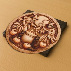 Halloween Laser Engraving File, 3D Witch Design, Moonlit