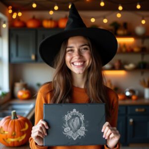Halloween Laser Engraving File for Slate Cheese Board,