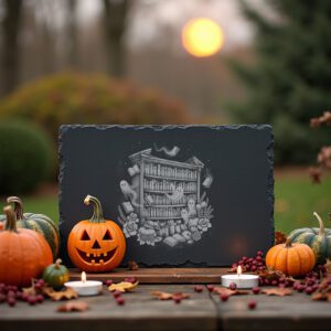 Halloween Laser Engraving File, Haunted Library Charcuterie Board,