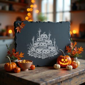 Halloween Laser Engraving File, Phantom Pumpkin Charcuterie Slate