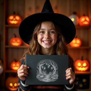 Halloween Laser Engraving File, Skeletal Tree Slate Cheese