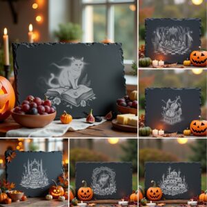 Halloween Laser Engraving File, Spooky Slate Cheese Board,