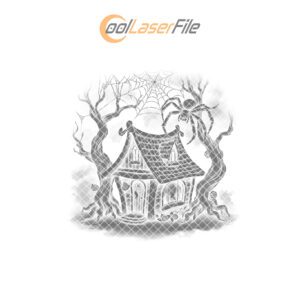 Halloween Laser Engraving File, Witch Cottage Charcuterie Board,