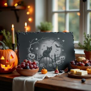 Halloween Laser File, Black Cat Slate Cheese Board,