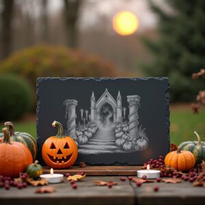 Halloween Mausoleum Cheese Board Laser Engraving File, Spooky