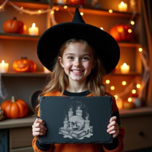 Halloween Skull Laser Engraving File for Slate Cheese